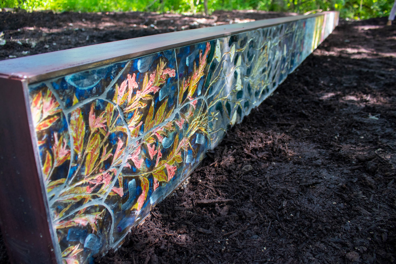 Installation view of sculpture by Sam Falls