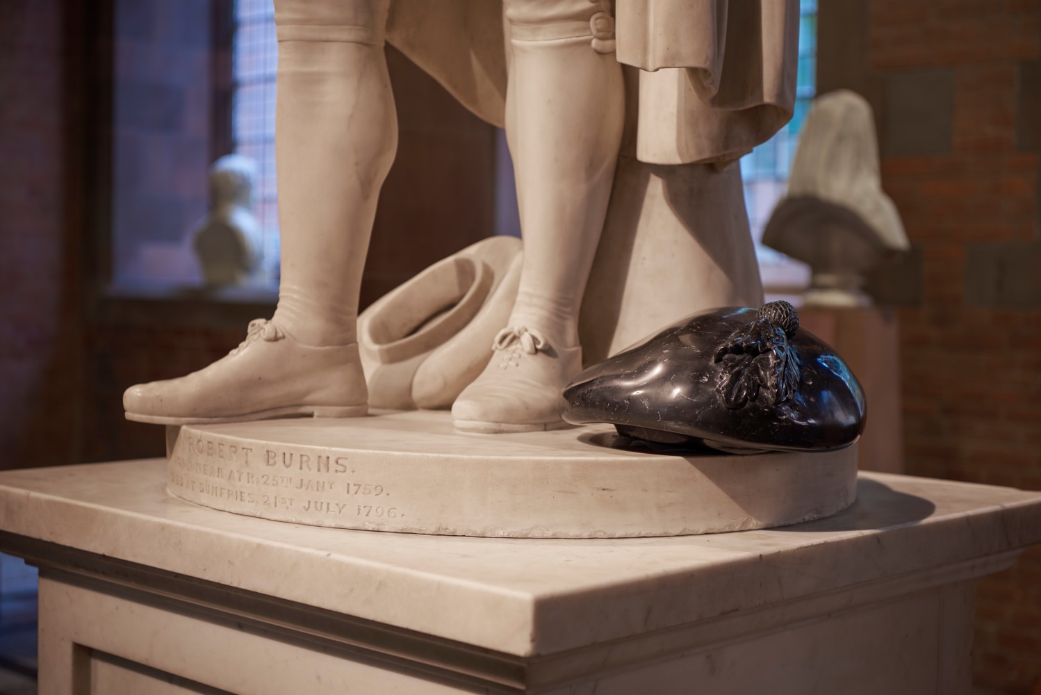 Installation view of sculptures by Douglas Gordon