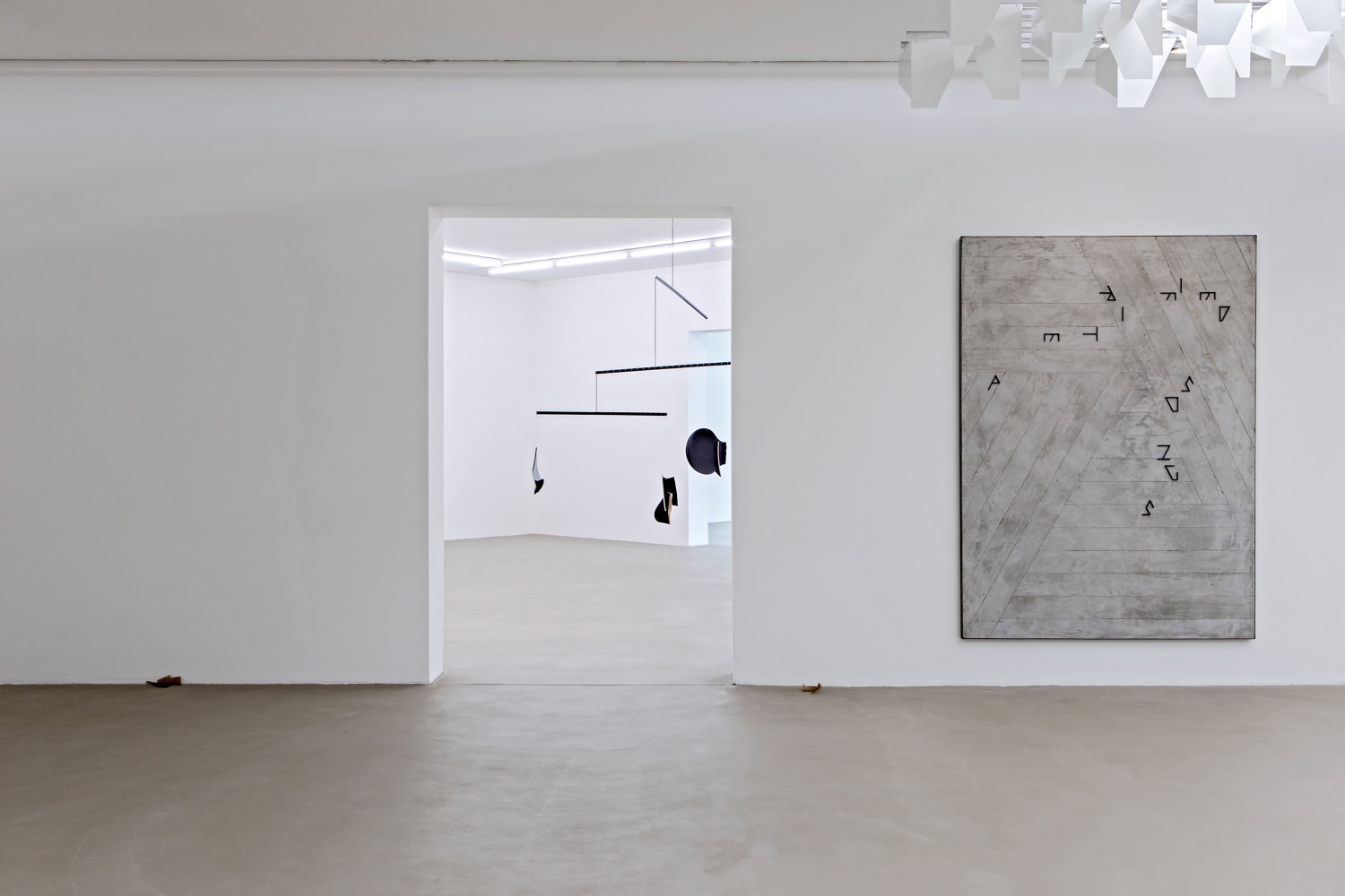 Installation view of sculptures by Martin Boyce