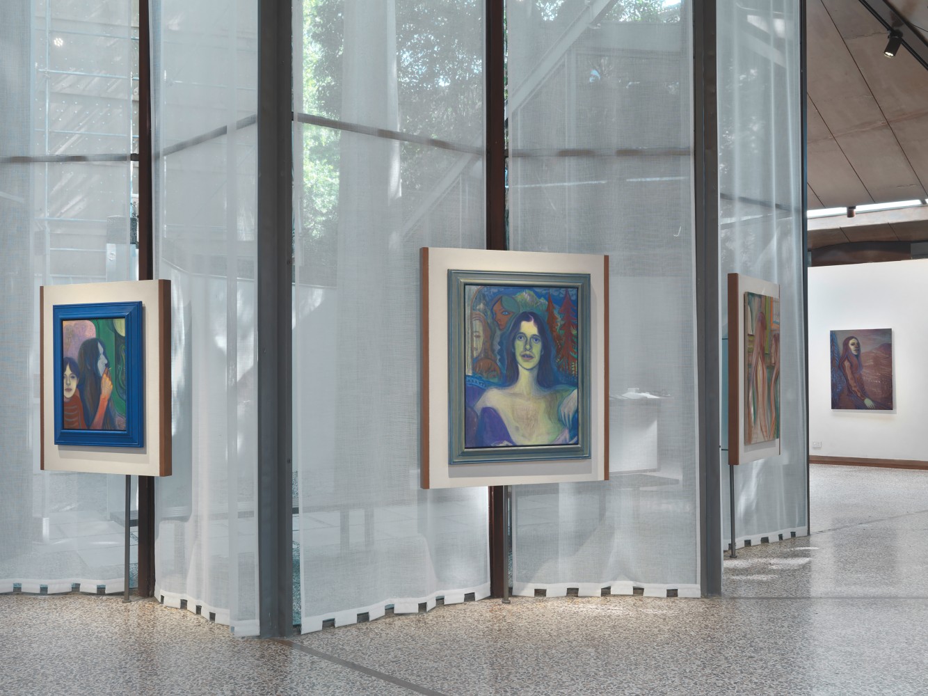 Installation view of paintings by Steven Shearer