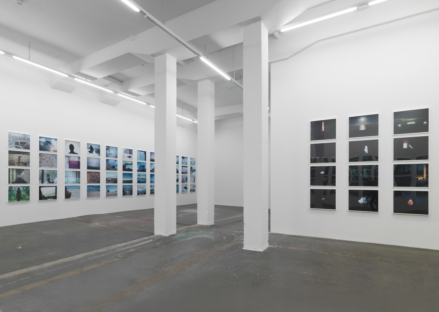 Installation view of Doug Aitken sculpture and photography exhibition