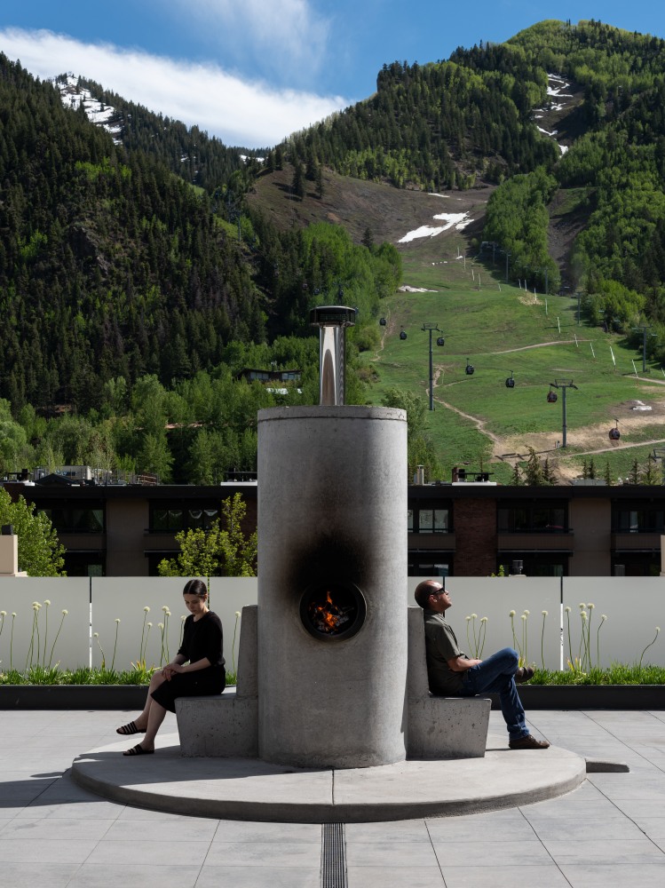 Outdoor view of sculpture by Oscar Tuazon