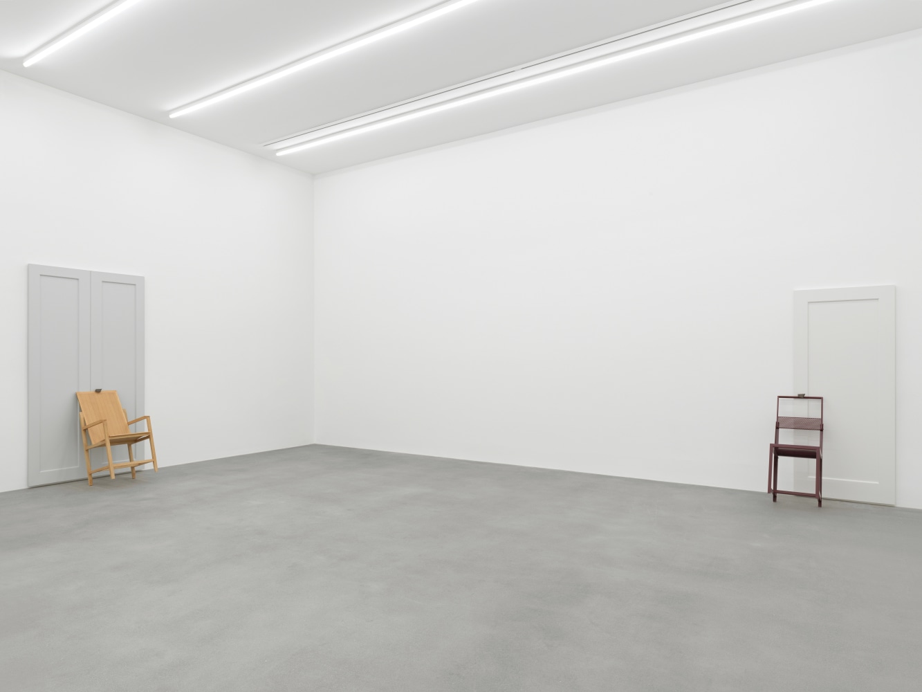 Installation view of Martin Boyce sculpture and drawing exhibition