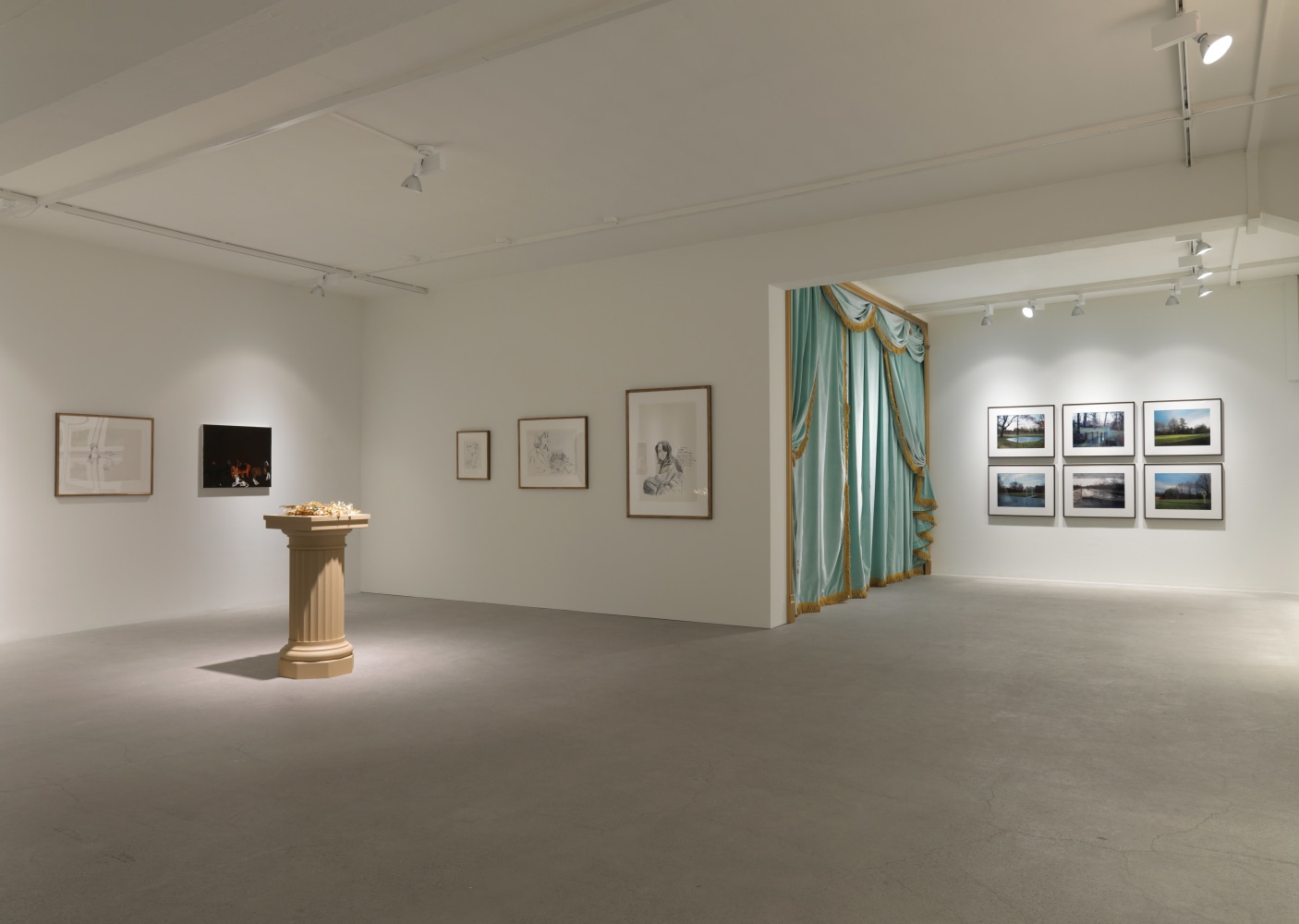 Installation view of Karen Kilimnik painting, photography, and installation exhibition