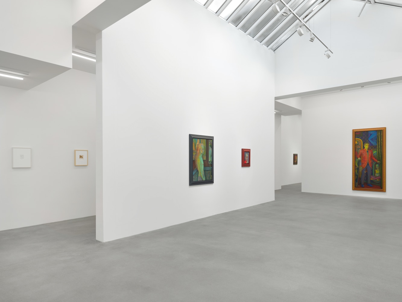 Installation view of paintings and drawings by Steven Shearer