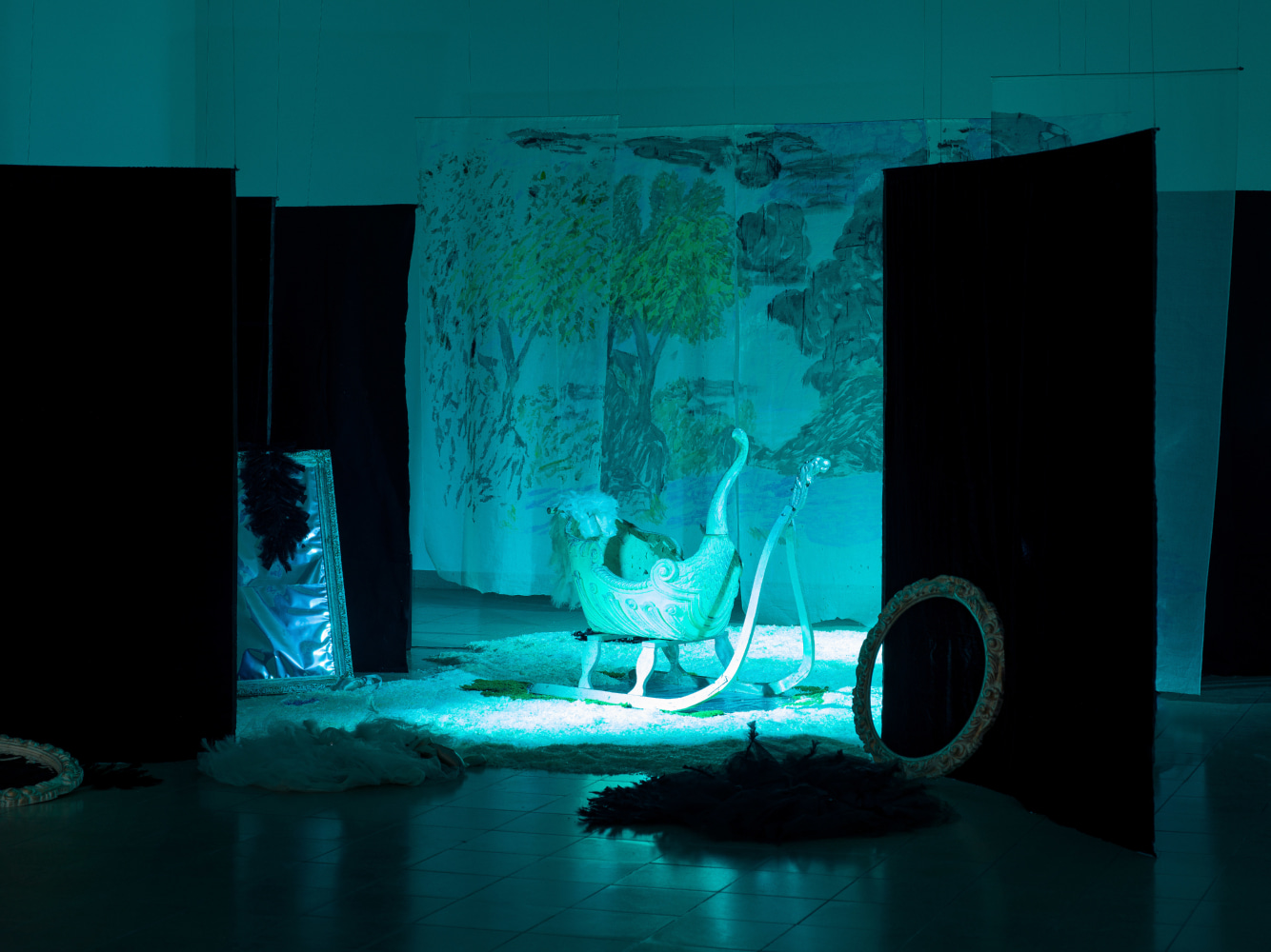 Installation view, Karen Kilimnik, Swan Lake, Kunsthaus Glarus, Glarus, 2023