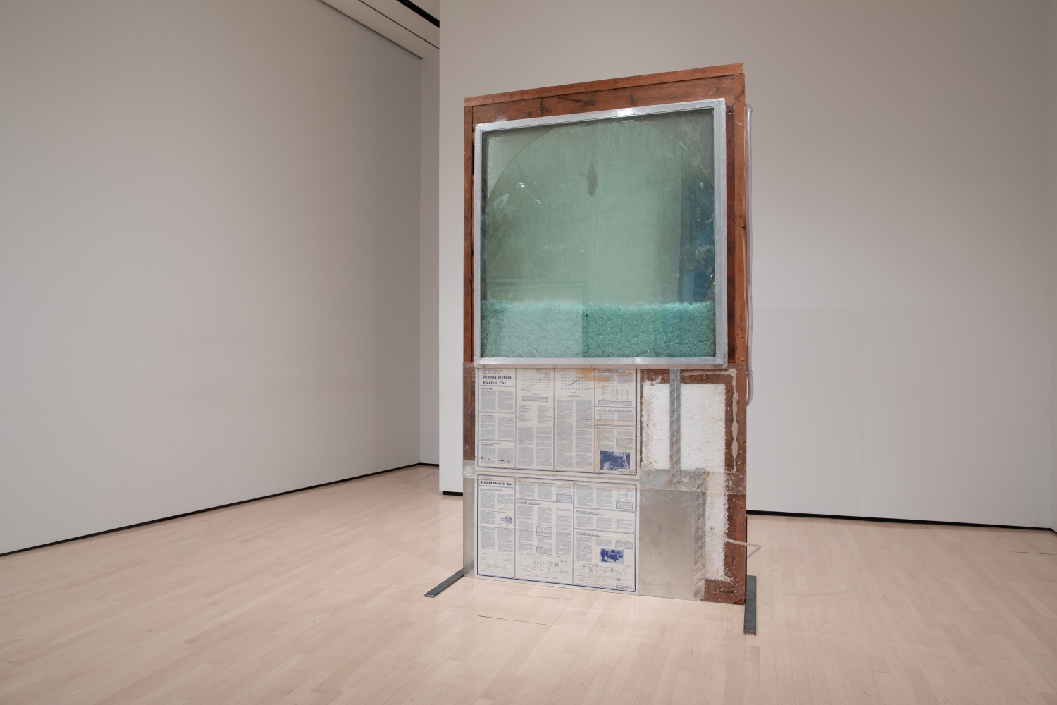 Installation view of sculptures by Oscar Tuazon