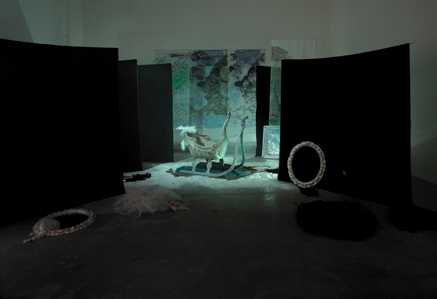 Installation view of works by Karen Kilimnik