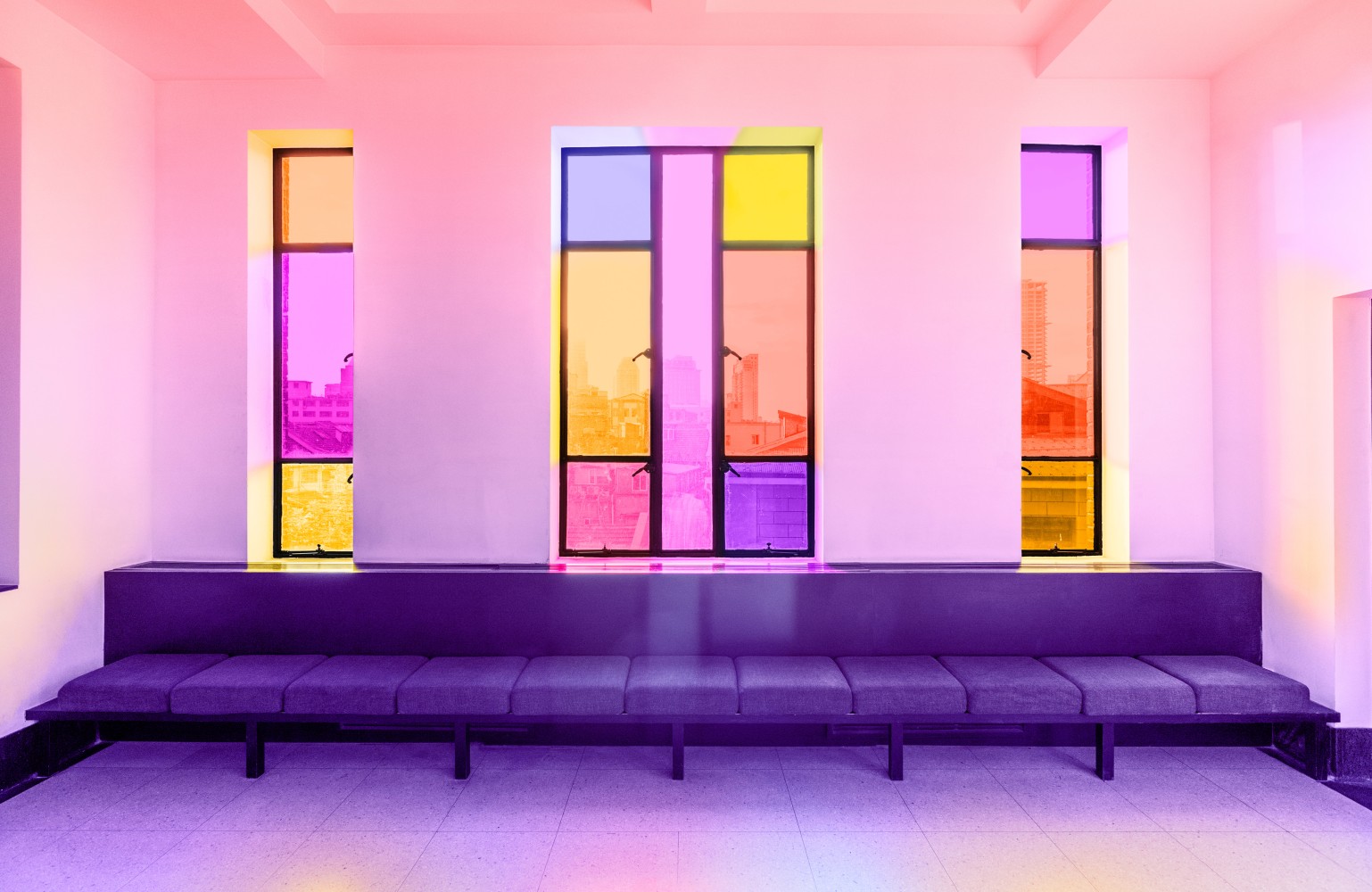 Installation view of sculptures by Ugo Rondinone