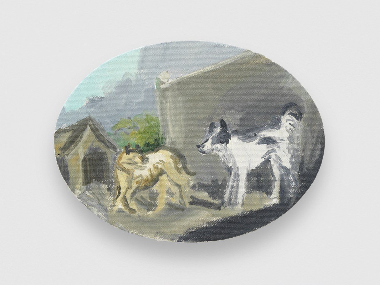 the garden

guard dogs

2024

Water soluble oil color on canvas

15 x 20 cm / 5 7/8 x 7 7/8 in

&amp;copy; Karen Kilimnik