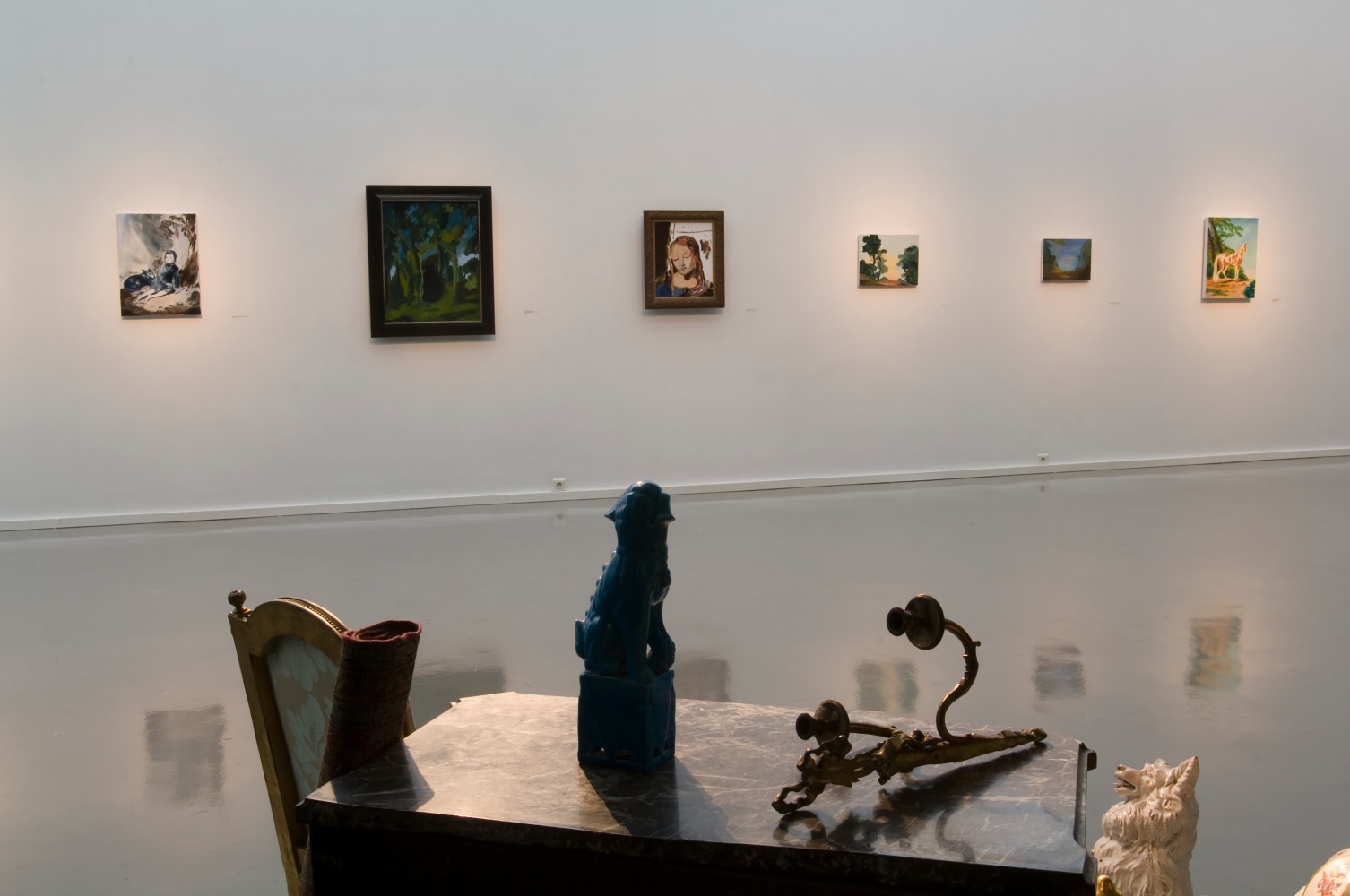 Installation view of works by Karen Kilimnik