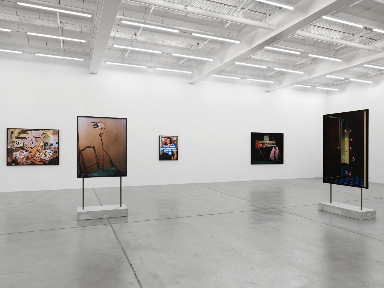 Installation view of Lucas Blalock photography and sculpture exhibition