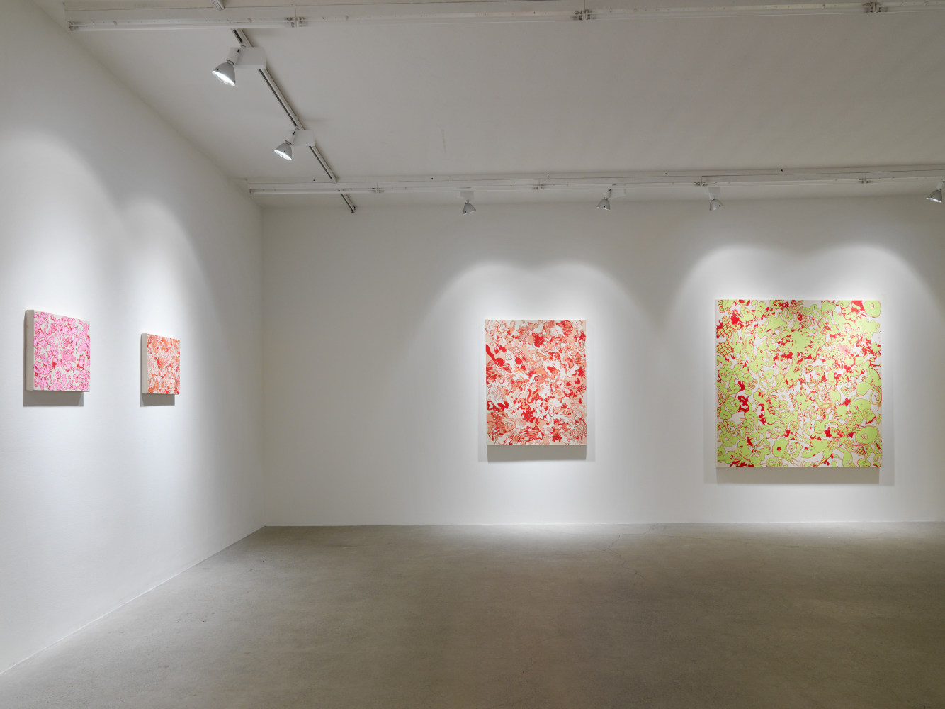 Installation view of Sue Williams painting exhibition
