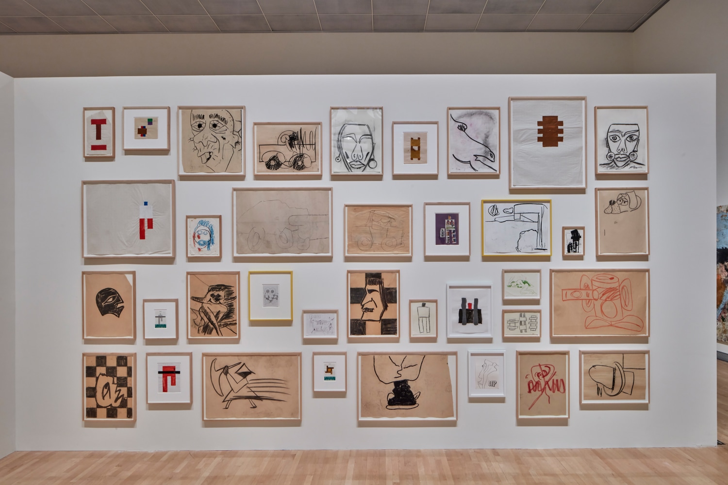 Installation view of drawings by Joe Bradley