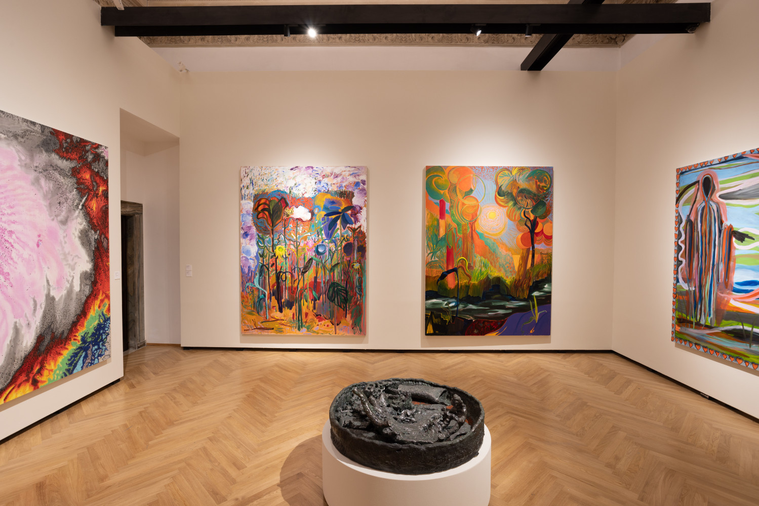 Installation view, Shara Hughes, Day for Night: New American Realism, A&amp;iuml;shti Foundation, Palazzo Barberini, Rome, 2024