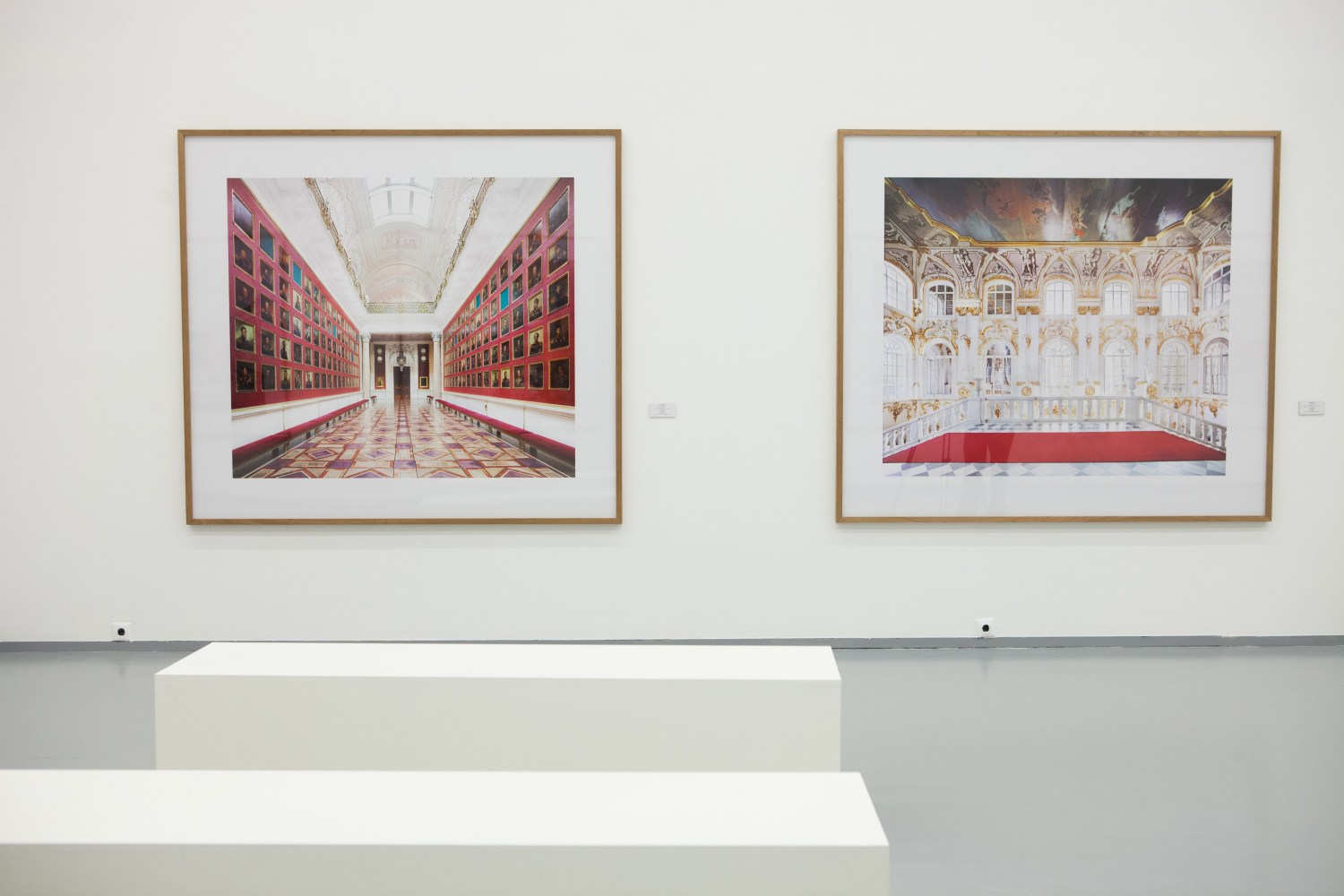 Installation view of photographs by Candida Höfer