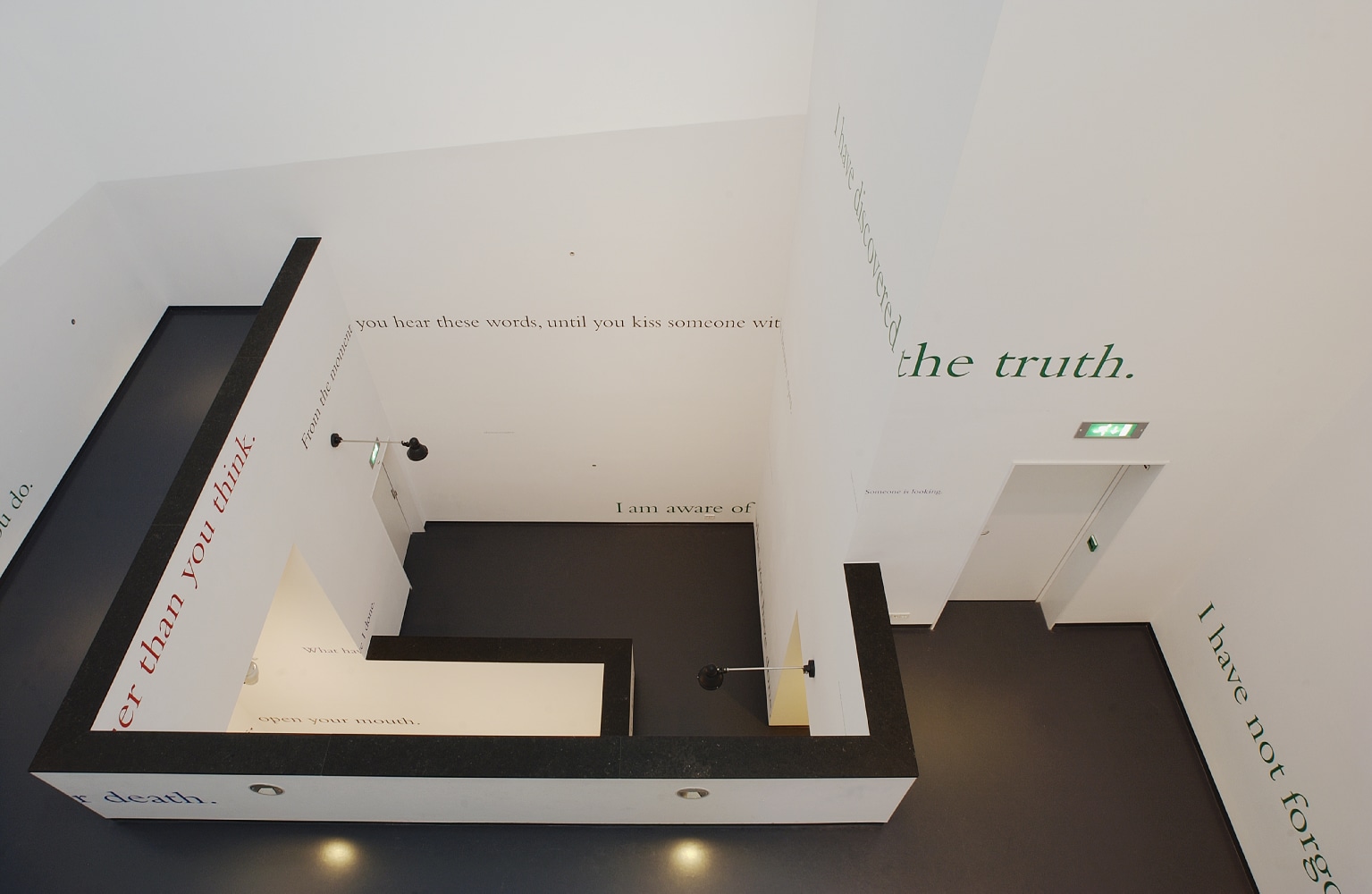 Installation view of wall works by Douglas Gordon