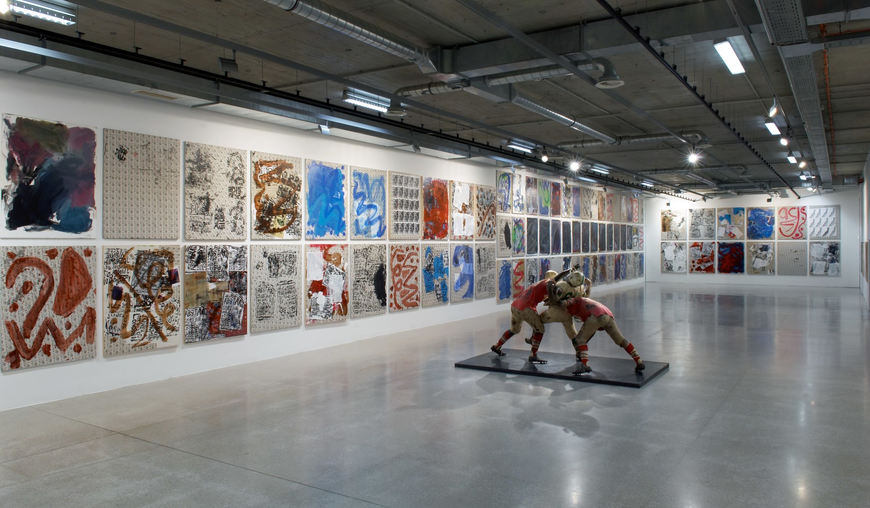 Installation view of paintings by Josh Smith