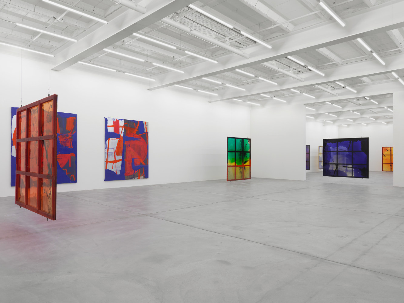 Installation view of Alex Hubbard urethane paintings exhibition