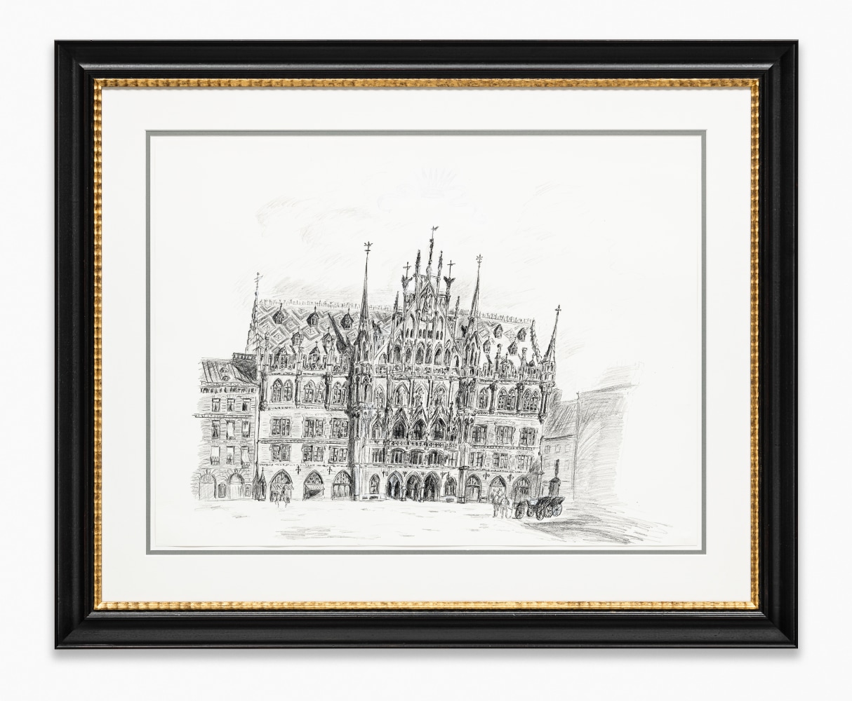 drawing of a Rathaus by Karen Kilimnik