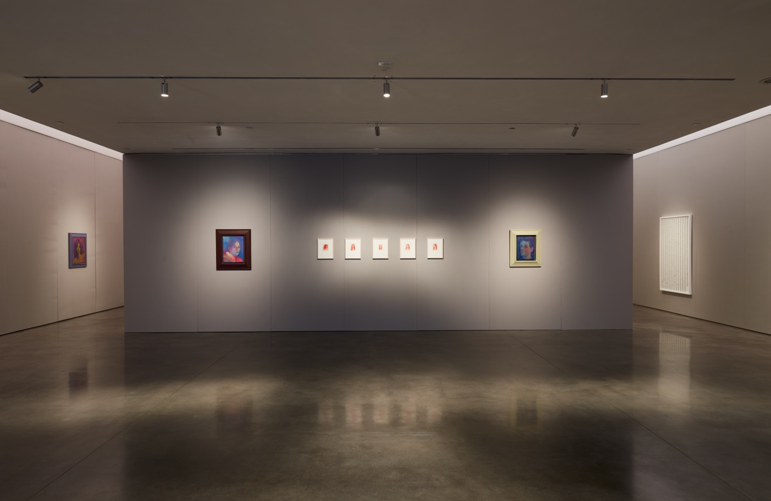 Installation view of paintings and drawings by Steven Shearer