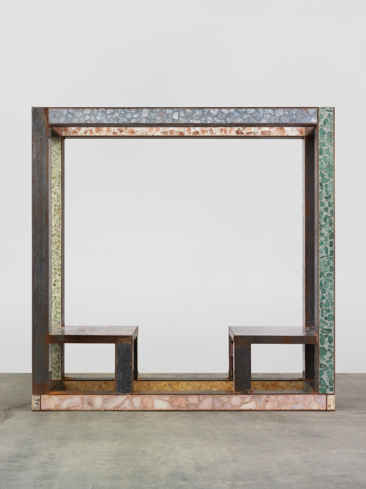 Sam Falls Untitled (Healing pavilion) 2015 Gemstone terrazzo, steel 183 x 61 x 183 cm / 72 x 24 x 72 in