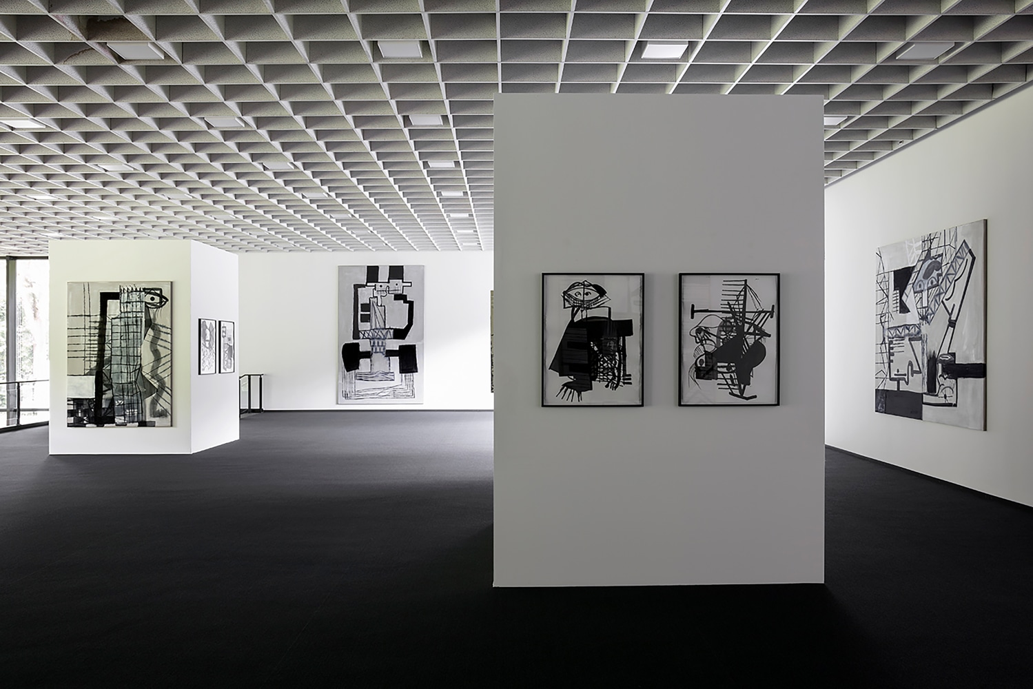 Installation view of paintings ans drawings by Tobias Pils