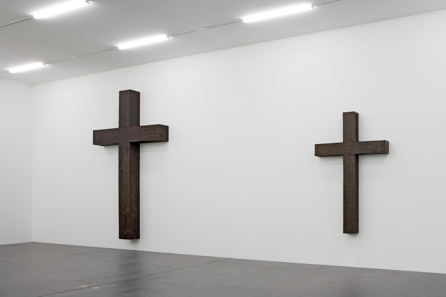 Installation view of sculptures by Valentin Carron