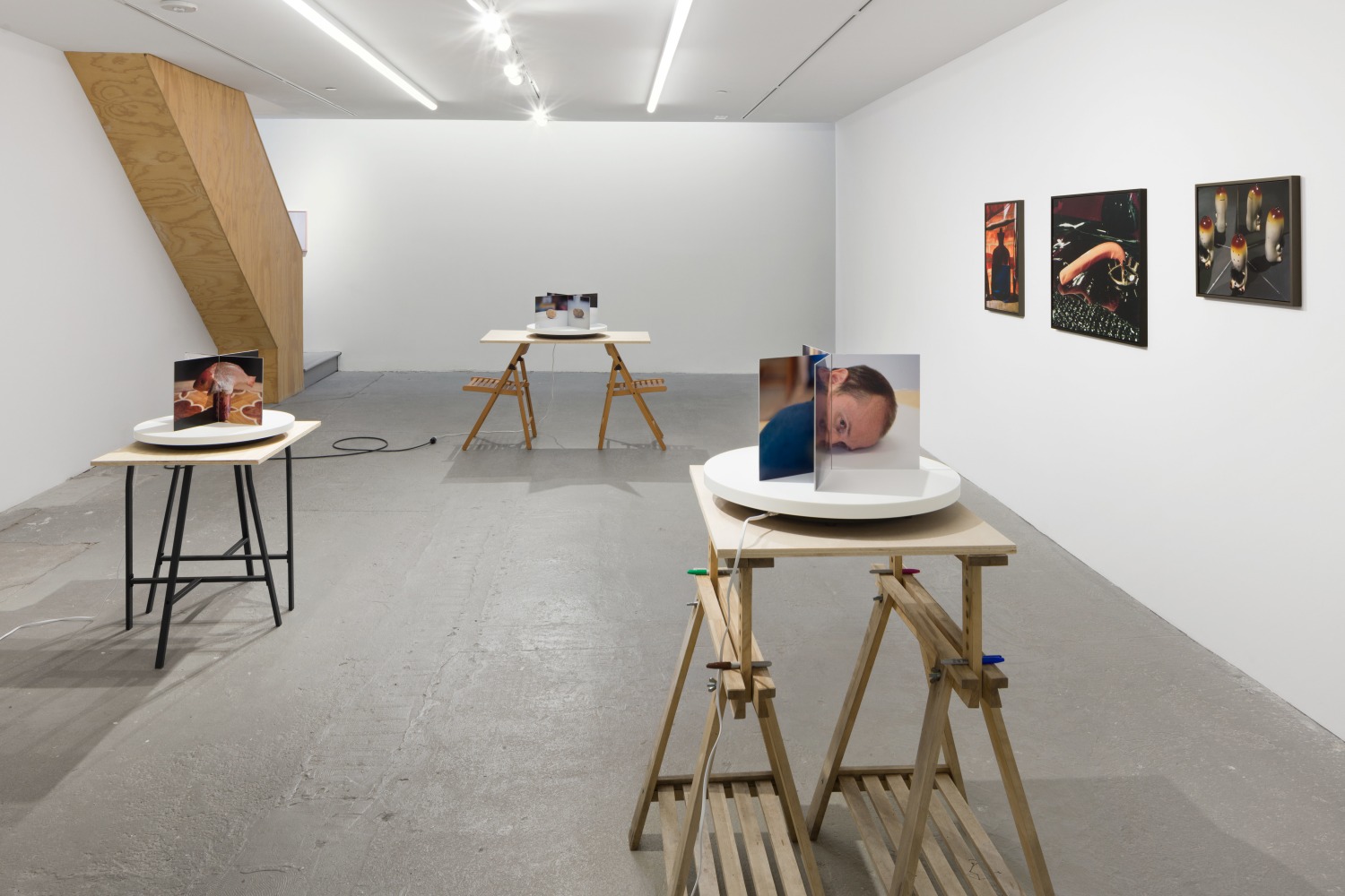 Installation view of Lucas Blalock photography and sculpture exhibition