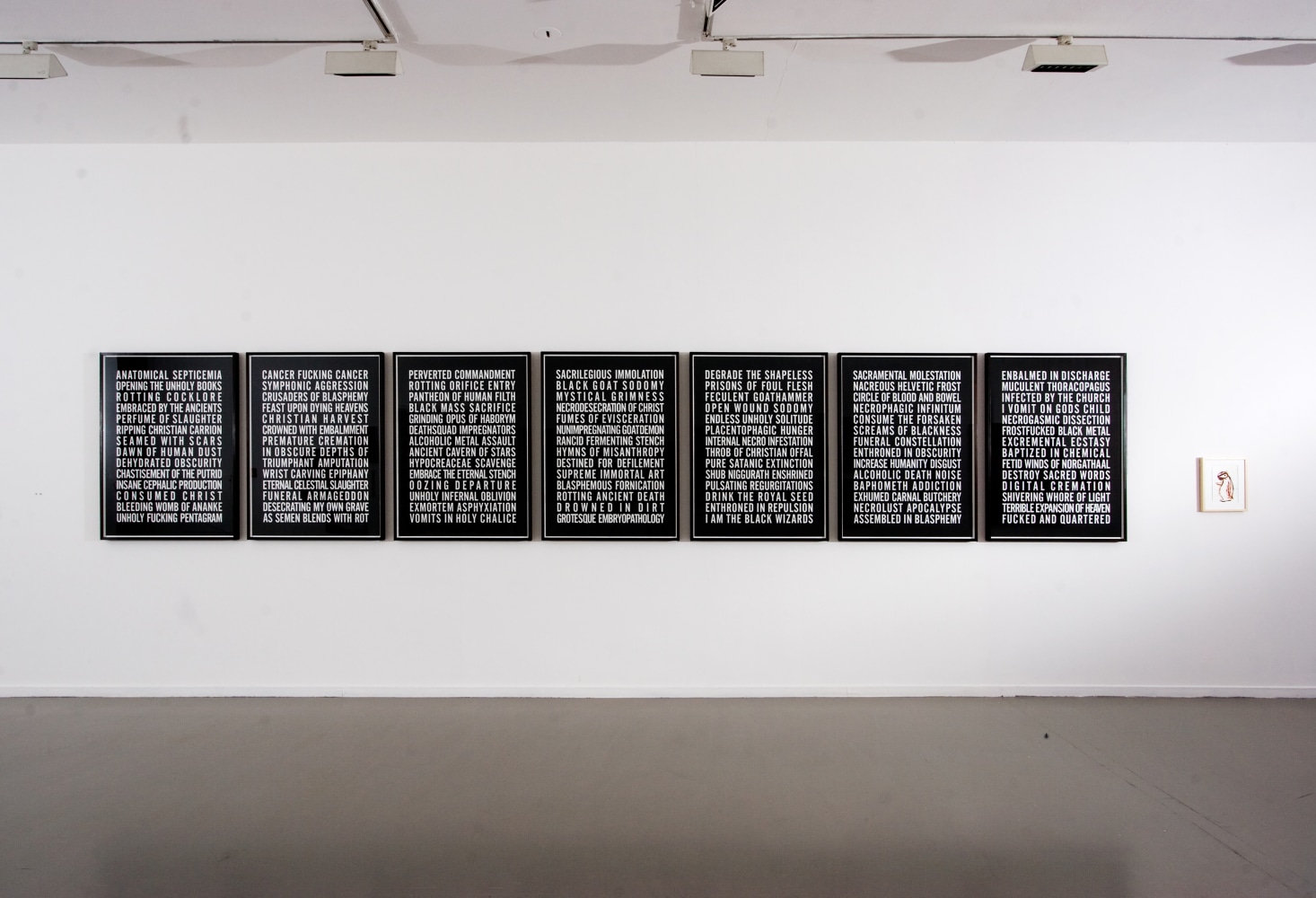 Installation view of works by Steven Shearer