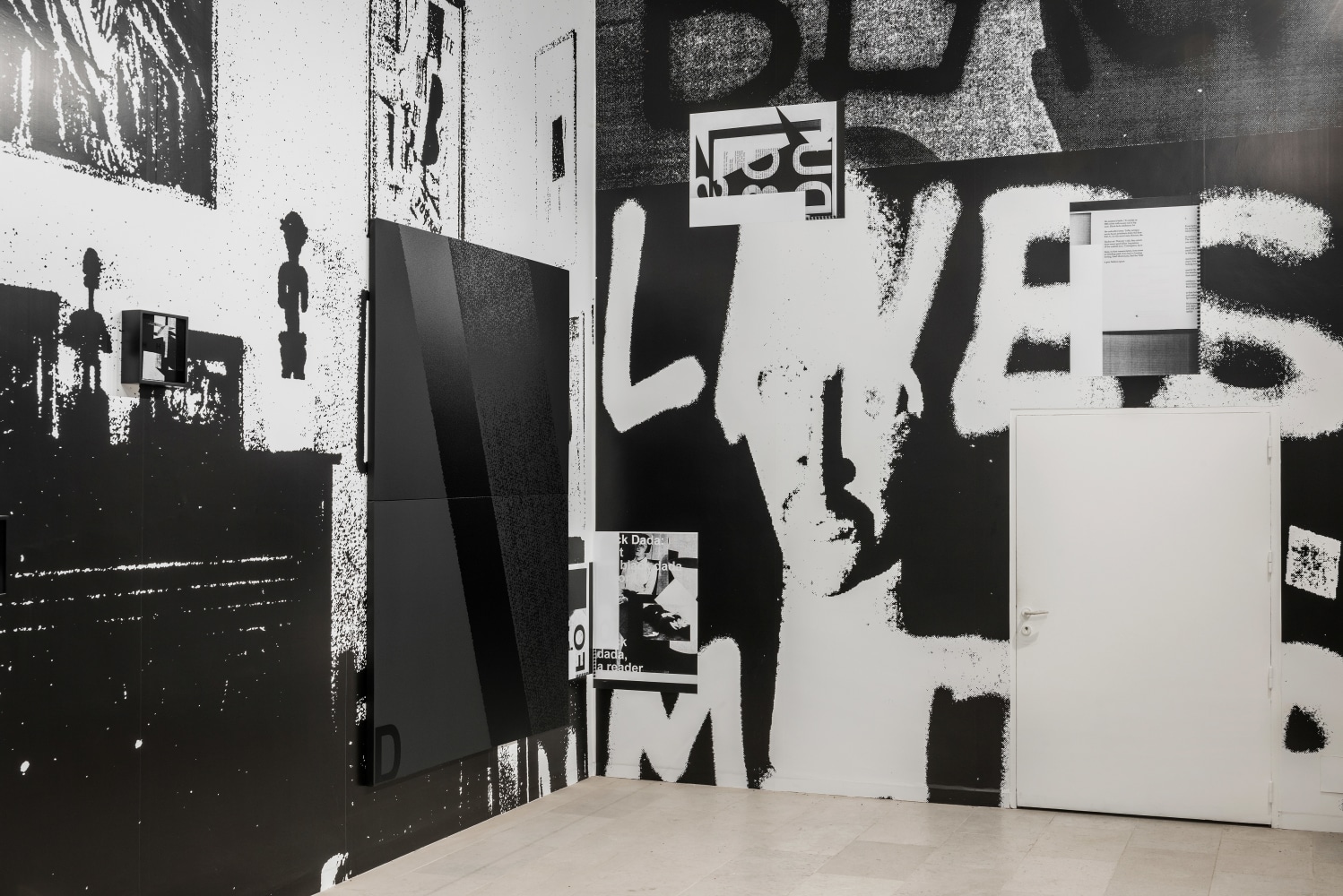 Installation view of paintings by Adam Pendleton