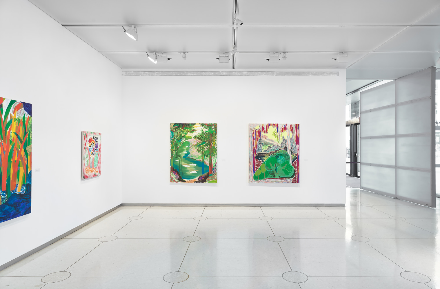 Installation view of Paintings by Shara Hughes