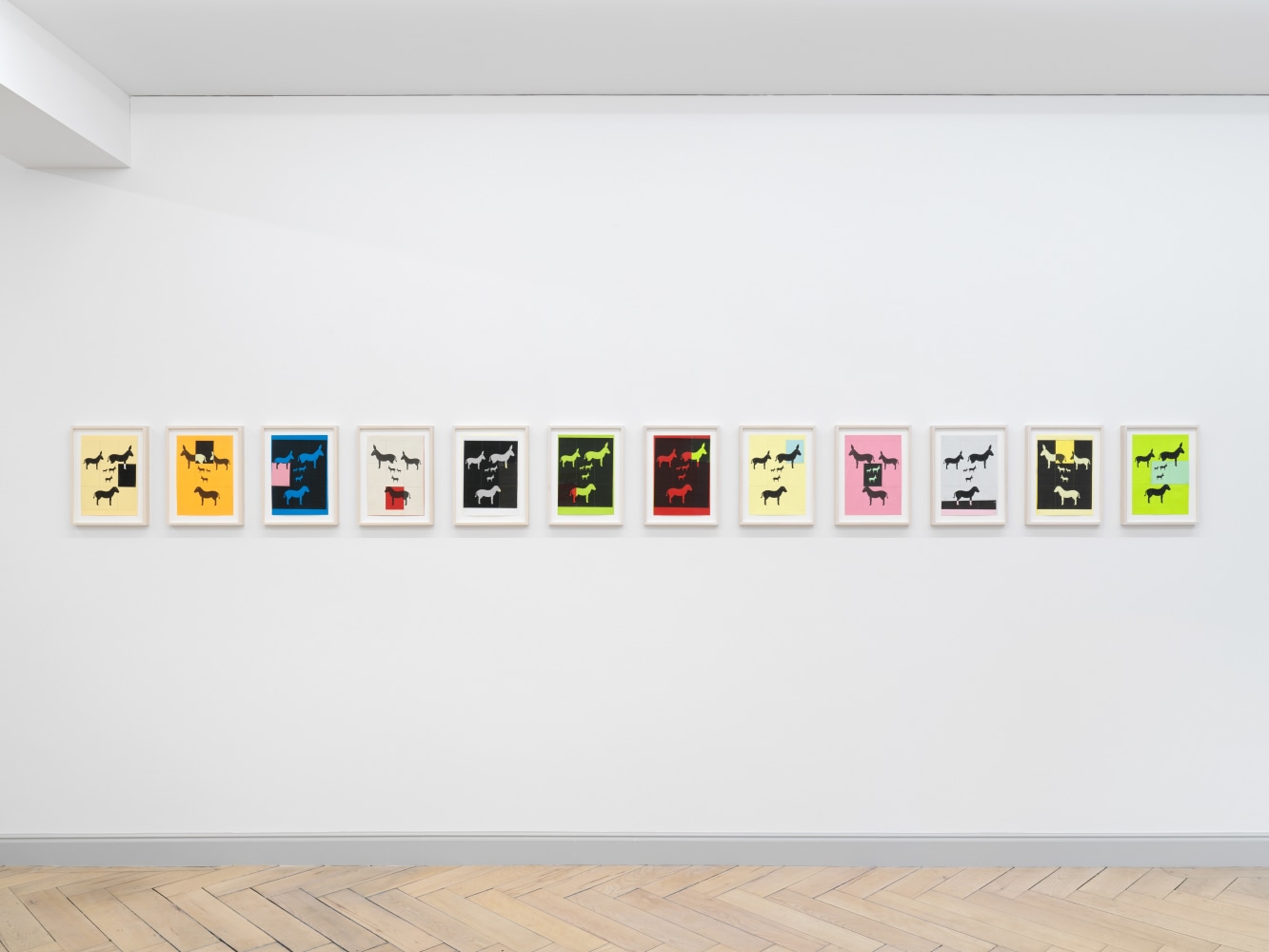 Installation view of Valentin Carron collage and sculpture exhibition