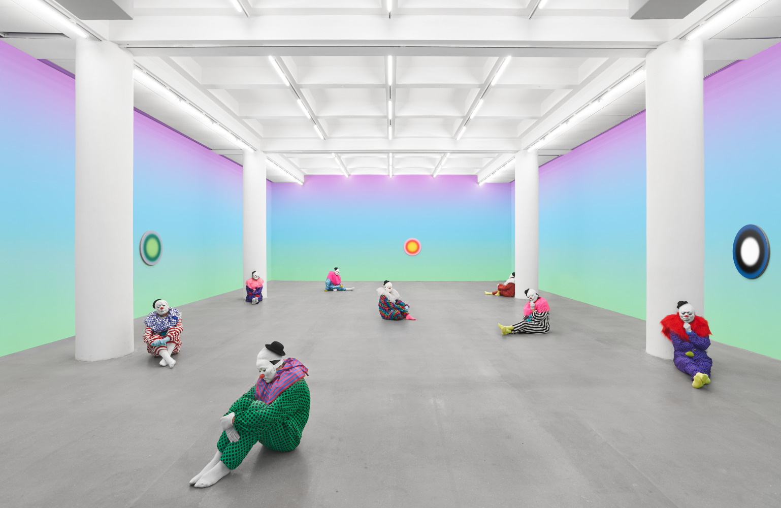 Installation view of sculptures by Ugo Rondinone