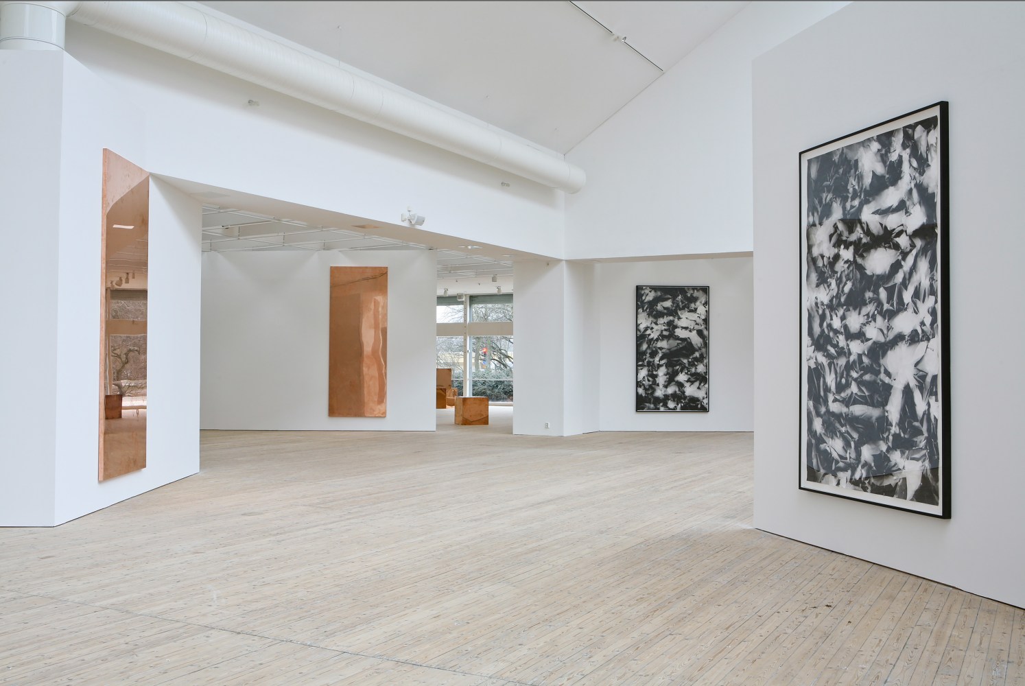 Installation view of works by Walead Beshty