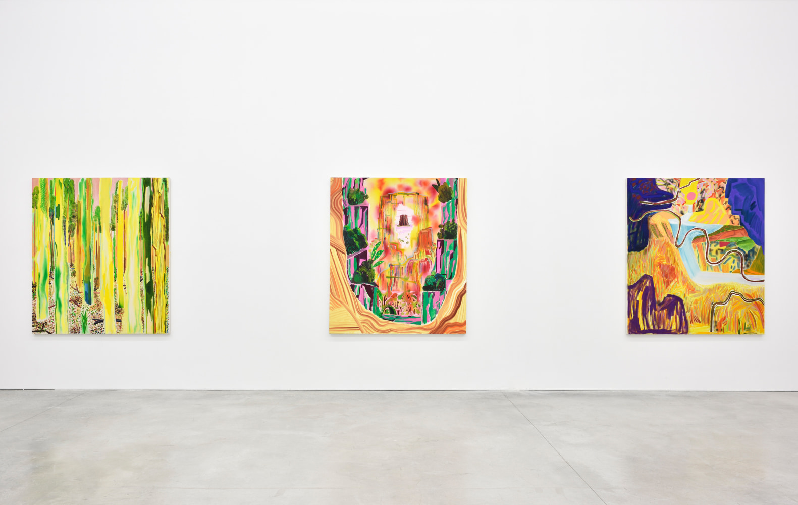 Installation view of Paintings by Shara Hughes