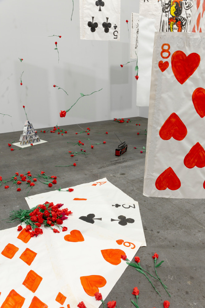 Installation view, Karen Kilimnik, The Joker Episode of The Avengers, Art Basel Unlimited, Basel, 2024