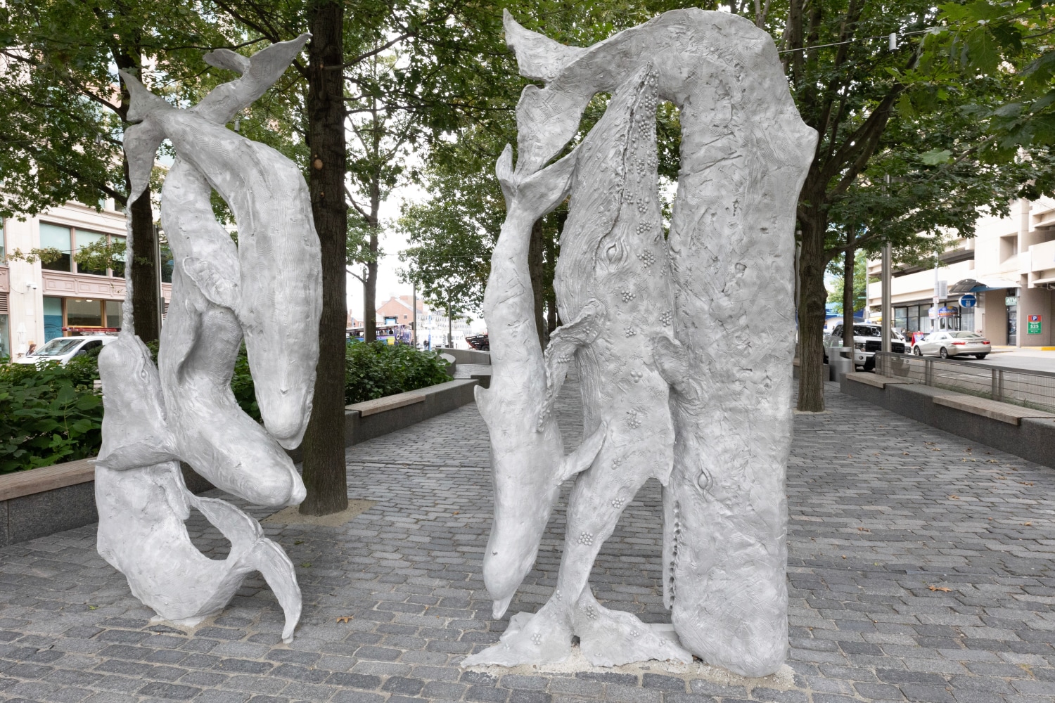 Installation view, Jean-Marie Appriou, Whale Song, Central Wharf, Boston, 2024