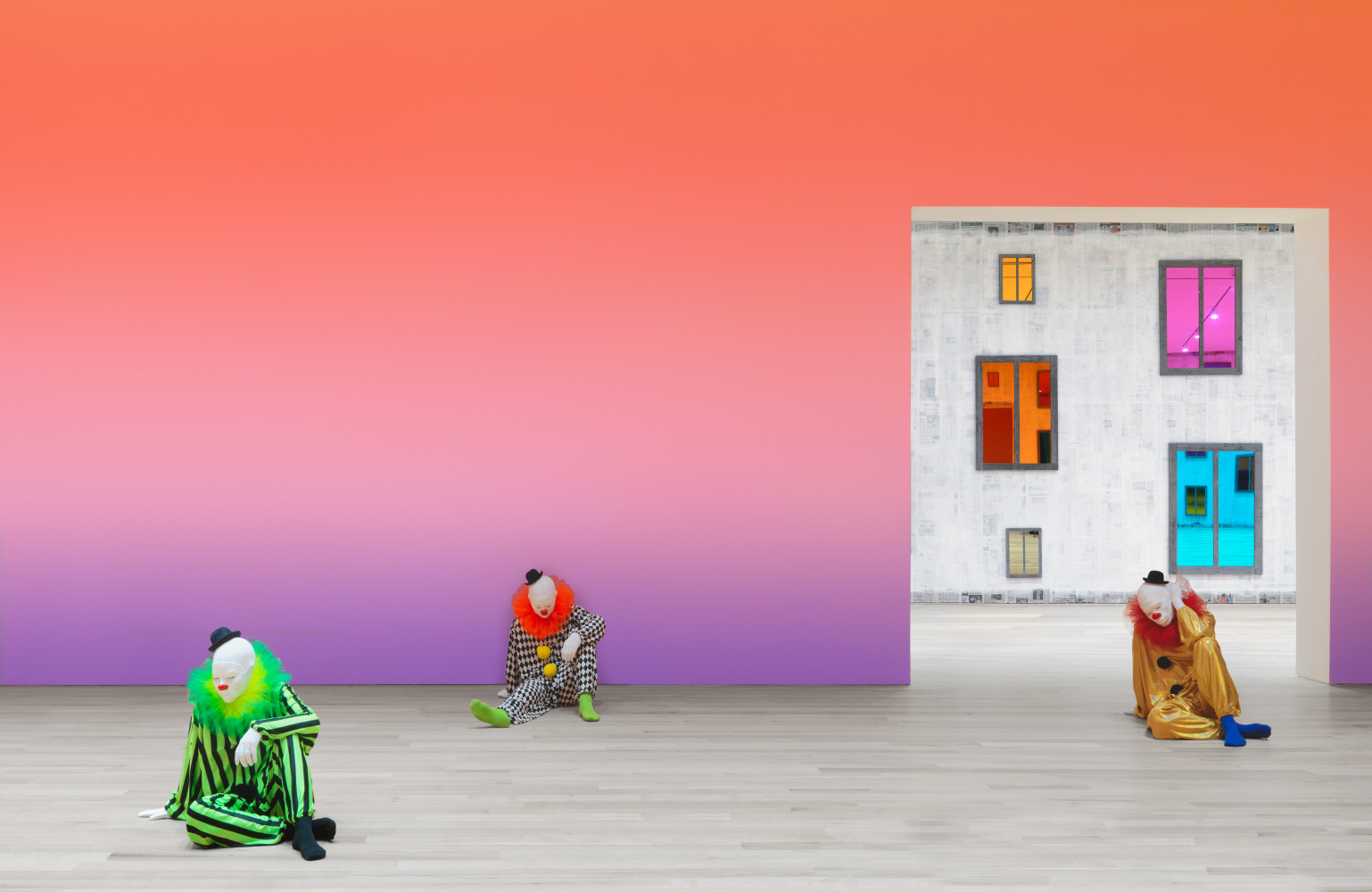 Installation view of sculptures by Ugo Rondinone