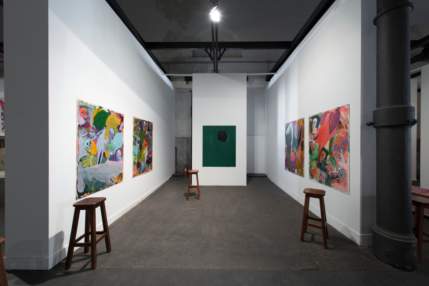Installation view of paintings by Josh Smith