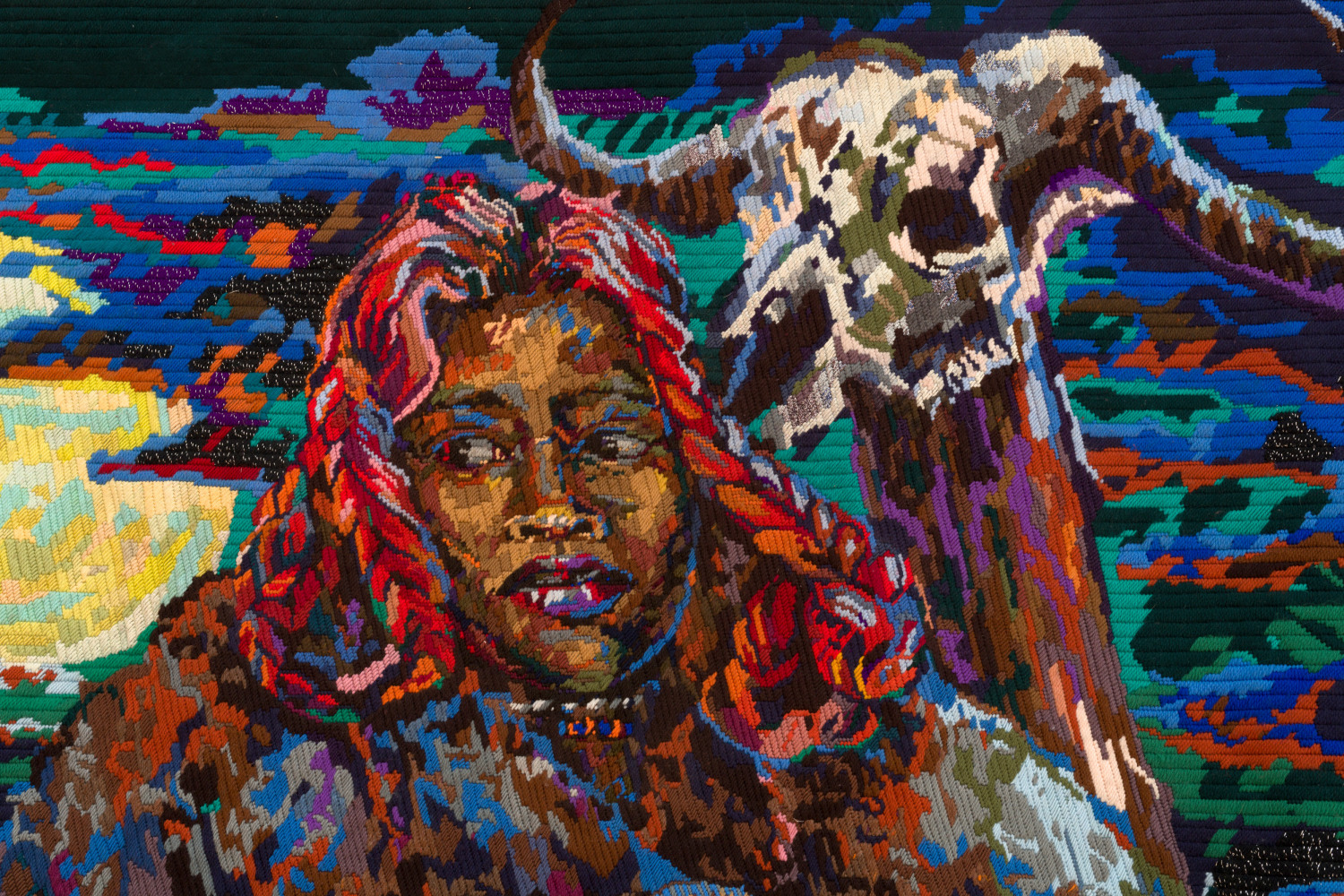 Act One: Scene 4&amp;hellip; the Mantel of Sacrifice
2021
Wool and thread on tapestry canvas
180.5 x 185.5 cm / 71 x 73 in
RUGA 48503