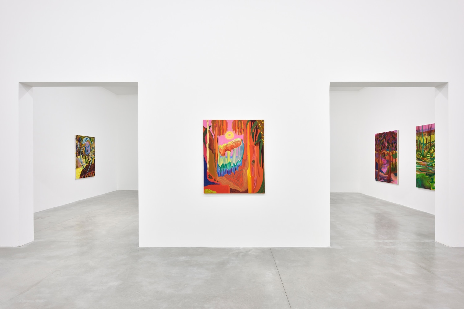 Installation view of Paintings by Shara Hughes