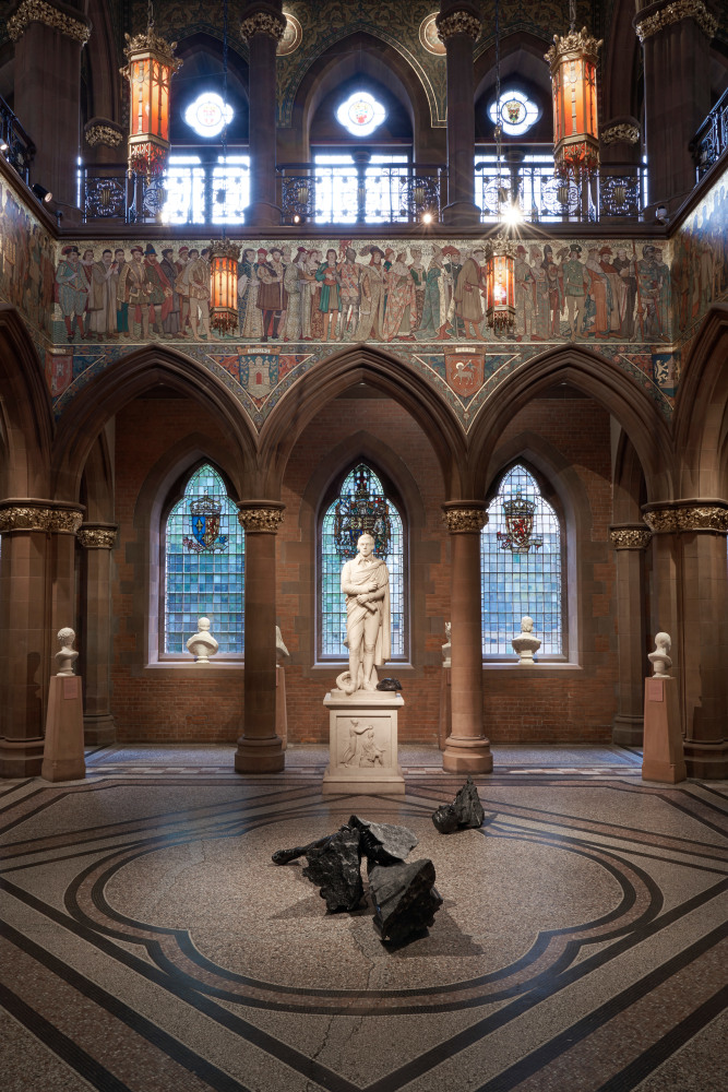 Installation view of sculptures by Douglas Gordon