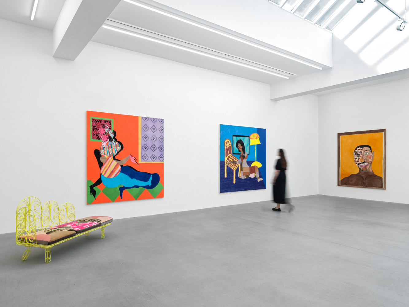 installation views of sculptures and paintings by Tschabalala Self