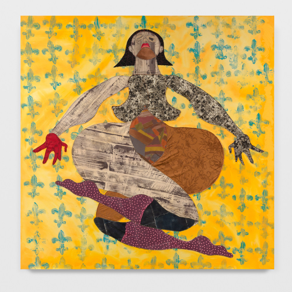 Sommeil Mielle

2024

Acrylic paint, fabric, thread, painted canvas on canvas

244 x 244 cm / 96 x 96 in

&amp;copy; Tschabalala Self