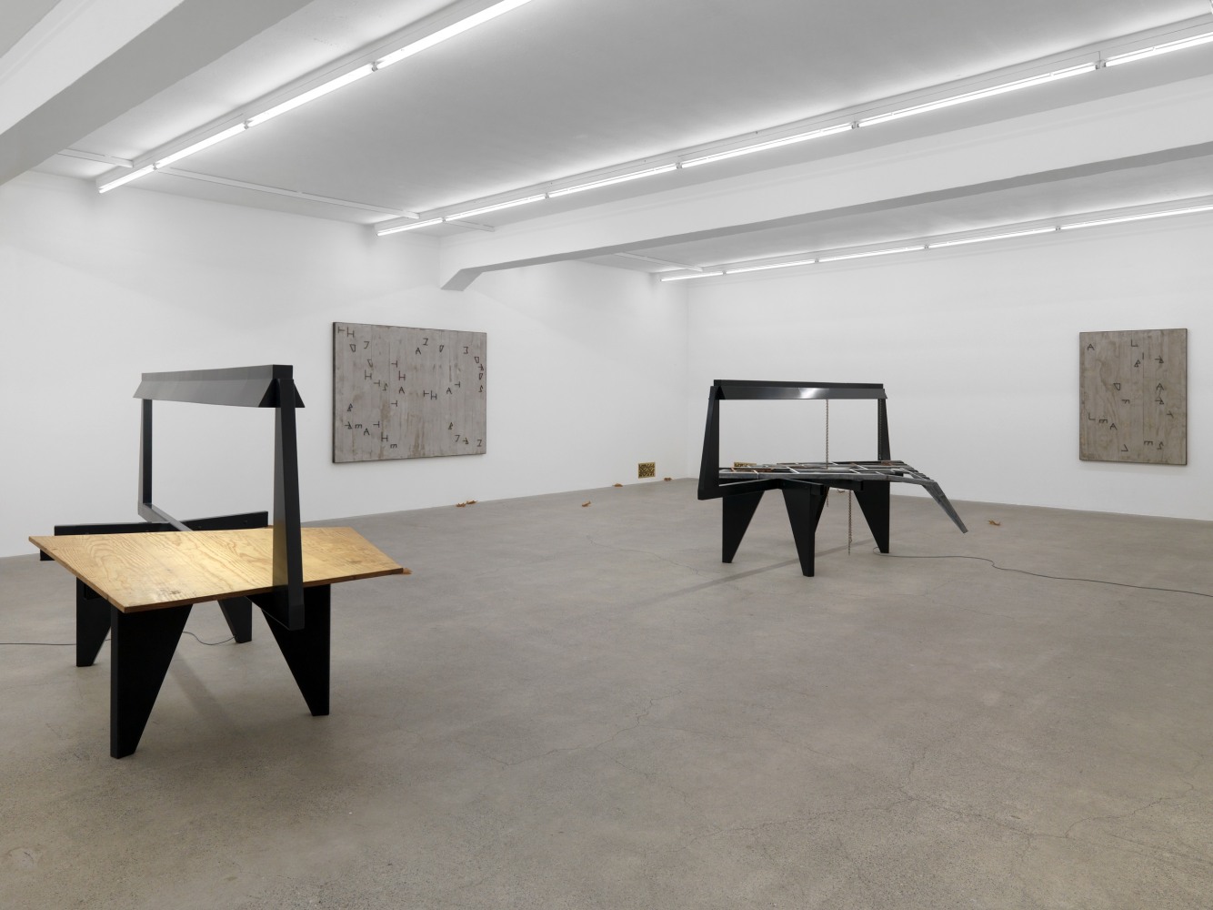 Installation view of Martin Boyce sculpture and photography exhibition