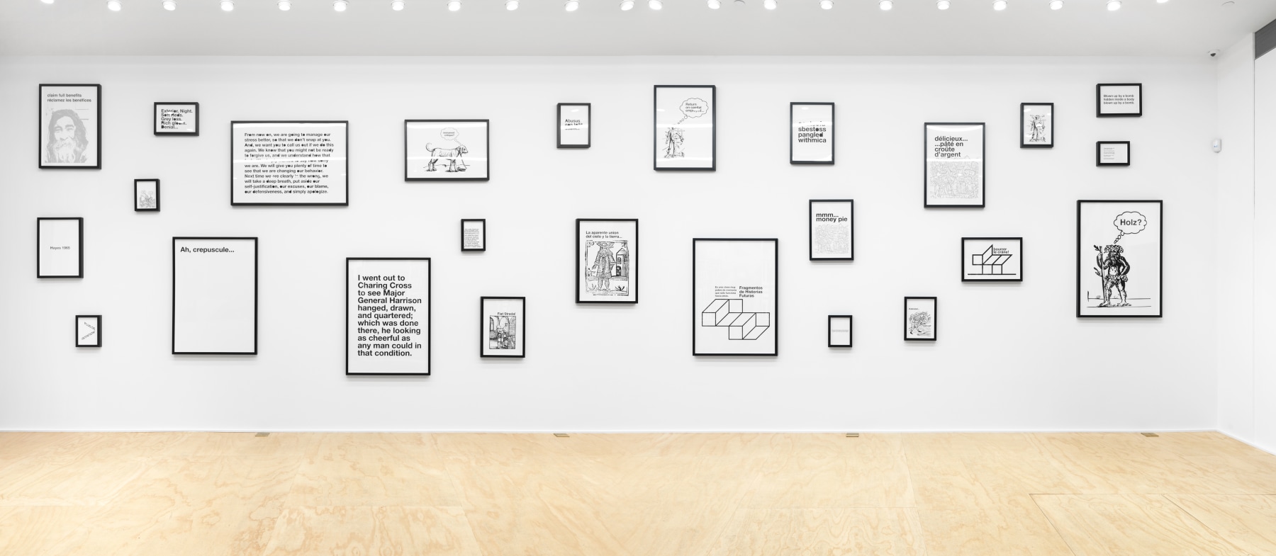 Installation view of Liam Gillick 25-part text and graphics based work