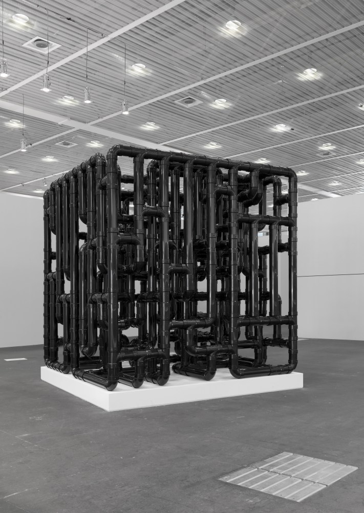 Installation view of sculptures by Steven Shearer