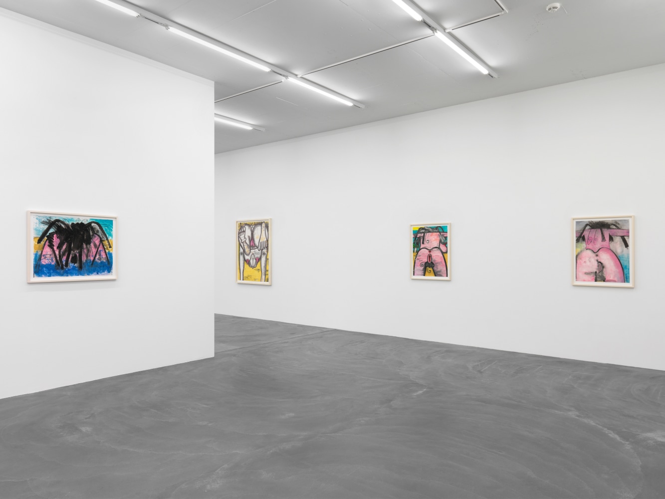 Installation view of Carroll Dunham monotypes exhibition