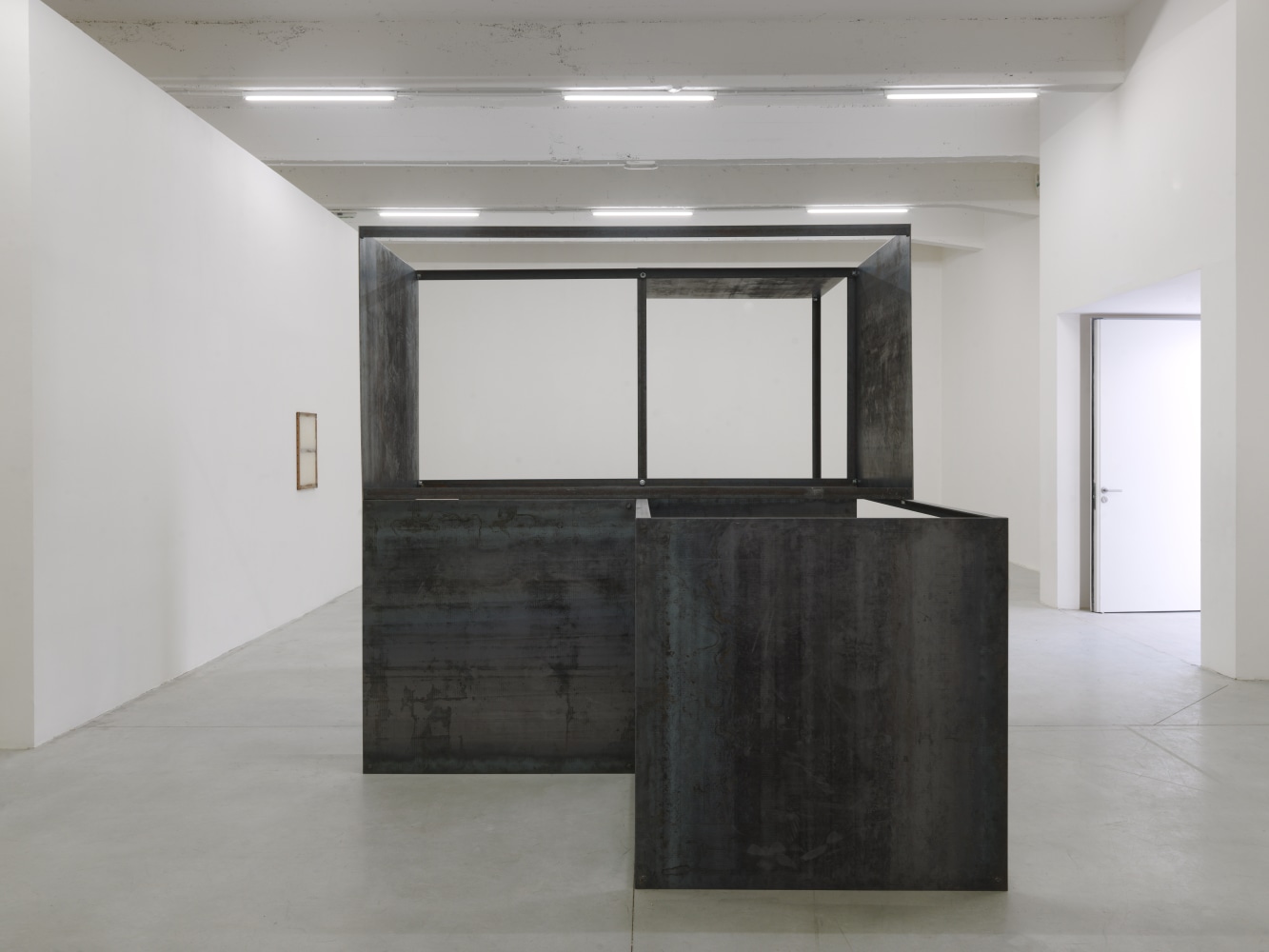 Installation view of sculptures by Oscar Tuazon